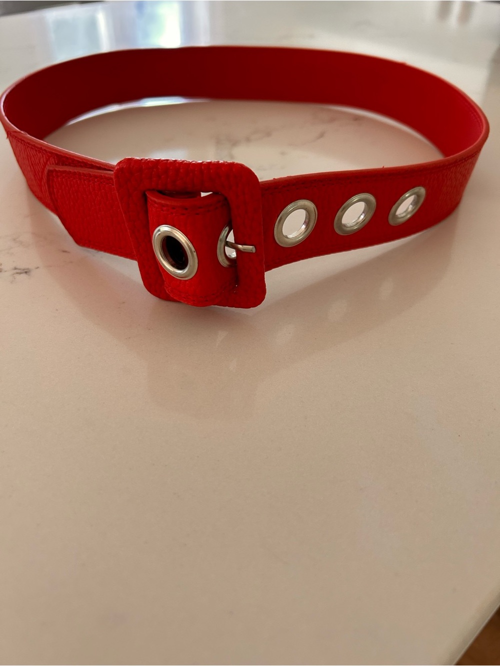 VINTAGE Belt Red silver Grommet Womens 36 inch